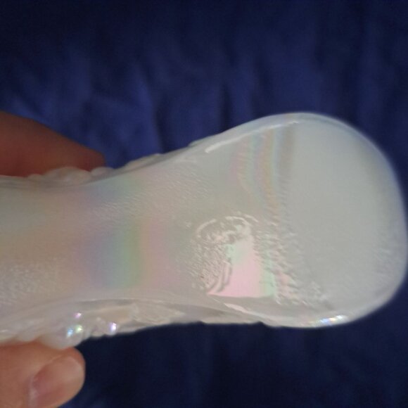 Fenton Iridescent Glass Shoe Figurine With Floral Design - Picture 11 of 11